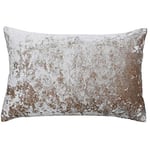 Riva Paoletti Verona Feather Filled Cushion Rectangular - Oyster Beige - Velvet Feel - Crushed Velvet Look - Hidden Zip Design - 100% Polyester Case - 40 x 60cm (16" x 24" inches) - Designed in the UK