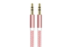 Shot Case Câble téléphone portable Cable jack/jack metal pour alcatel 3x smartphone voiture musique audio double jack male 3.5 mm universel (rose)