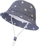 DRESHOW Bobs Bébé Filles Enfant Chapeau de Soleil Unisexe en Pliable Protection Anti-UV Solaire Plage Chapeaux de Soleil Bébé Fille UPF 53,2-4 ans,Star Denim