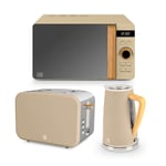 Swan Nordic Oatmeal 1.7L Kettle, 2 Slice Toaster & 20L Digital Microwave Set