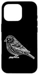 Coque pour iPhone 16 Pro Line Art Oiseau et Ornithologue Pin Siskin