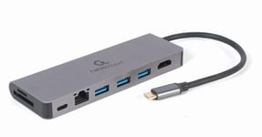 USB-C 7-i-1 Multiport till HDMI/3xUSB 3.0/LAN/SD-kort/USB-C-adapter 100W PD 4K@30Hz 2K@60Hz