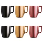 Luminarc Lot de 6 tasses à café brillantes avec anse en verre pour micro-ondes 25cl - Multicolore