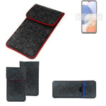 Protective cover for Samsung Galaxy A14 5G dark gray red edges Filz Sleeve Bag P