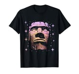 Vintage Mysterious Carved Stone Head Easter-Island Pink Moai T-Shirt