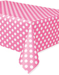 Rosa Plastduk med Vita Polka Dots 274x137 cm