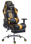 Fauteuil de bureau gamer avec repose pieds extensible mecanisme de bascule en PVC noir / jaune 10_0002745