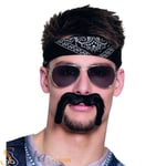 Stick On Black Biker Handlebar Moustache YMCA Fancy Dress Costume Accessory