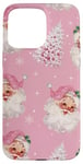 iPhone 15 Pro Max Pink Christmas Santa Claus & Xmas Tree Pink Holiday Case