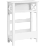 Yaheetech - Table d'Appoint Bout de Canapé Salon, avec Porte-revues, Table Étroite Gain de Place, 50 × 25 × 70 cm, Table de Chevet Chambre Blanc