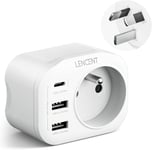 Adaptateur Prise Au Australie Chine Nouvelle-Zélande, Avec 2 Ports Usb & 1 Port Usb-C Adapté À Aus Prise Française Adaptateur Électrique Mâle Au Femelle France, Type I