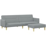 Canapé-lit à 2 places avec repose-pied gris clair tissu Vidaxl Gris