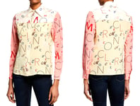 Moncler Genius Lettering Logo Printed Silk Shirt Blouse Top S