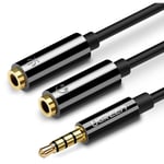 Répartiteur adaptateur mini jack 3,5 mm - 2 x mini jack 3,5 mm microphone et casque noir