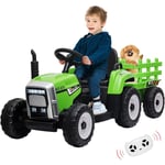 Lunsy - Voiture électrique,12V Tracteur Électrique Enfants avec Pelle & Remorque Amovible, Véhicule Électrique Enfant avec Lumière led & Musique &