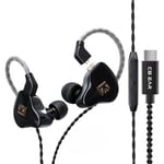 keephifi KBEAR KS1 USBC Intra-auriculaire Casque d'écoute Filaire de Type C amélioré in Ear Monitor avec Puce de décodage Audio DSP intégrée pour chanteurs audiophiles (Noir, usbc avec Micro)