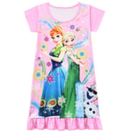 Frozen Princess Elsa Anna Tryckt T-shirt Klänning Flicknattlinne Rosa pink 130cm