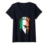 Womens Spartan warrior Irish flag. Design Ireland Vintage V-Neck T-Shirt