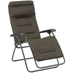 Lafuma Mobilier - Fauteuil Relax Jardin - Chaise Longue Matelassé Zéro Gravité - Rsx Clip - Aircomfort® - Marron Taupe