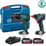 Bosch GSB 18V-55 Combi Drill & GDX 18V-200 Impact Wrench + 2 x 4.0Ah Batteries