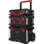 Milwaukee PACKOUT 3 Piece Portable Rolling LARGE Tool Storage Box System Set