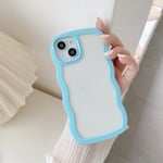 QLTYPRI Compatible with iPhone 15 Case, Cute Curly Wave Frame Clear Case for Girls Women, Transparent Soft Silicone TPU Bumper Shockproof Protective Cover for iPhone 15 - Sierra Blue