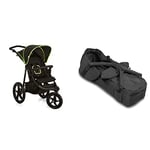 Hauck Poussette 3 Roues Runner, Grandes Roues Pneumatiques Tout-Terrain, Jusqu'à 25 kg, Pliable, Pare-Soleil, Noir Néon Jaune & 2in1 Carrycot, Nacelle 2 en 1 Convertible en Couvre-Jambes