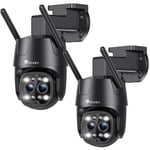 Lot de 2 Caméra Surveillance Ctronics 2.5K 4MP WiFi Exterieur Double Objectif, 2,4G/5G WiFi IP Caméra avec Suivi Auto du Zoom Détection Humaine 6X