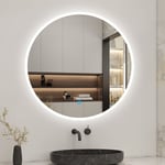 Biubiubath - Miroir led rond 60 cm, anti buée miroir avec interrupteur tactile,lumière blanche, miroir de salle de bain 1