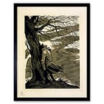 Wee Blue Coo Paintings Heathcliff Wuthering Heights Bronte Black White Art Print Framed Poster Wall Decor 12X16 Inch