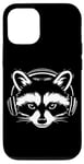 iPhone 12/12 Pro Black and White Gamer Raccoon with Headphones Case