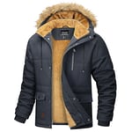 MAGCOMSEN Long Puffer Coat Mens Winter Parka Jackets Water-Resistant Winter Padded Coats Casual Overcoat Men Climbing Walking Windbreaker Jacket Winter Work Jackets with Pockets, Dark Grey