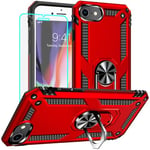 Yiakeng for iPhone 8 Case, iPhone 7 Case With Screen Protector, Silicone Shockproof Military Grade Protective Phone Cover for iPhone SE 2020 (Red)