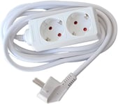 Multipr Blanche 2 Pr S Rallonge Sans Interrupteur Avec Câble 3G 1,5 Mm² 5 M, Multipr Allemande Blanche (2 Pr S, 1,5 Mm² 5 M)