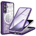 Petocase for Samsung Galaxy S23 FE Case Glitter,Compatible with MagSafe[Built-in Screen Protector+Camera Lens Protector] Full Body Shockproof Protective Bling Phone Case for S23 FE,Amethyst