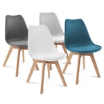 Lot de 4 chaises scandinaves SARA mix color gris foncé, gris clair, blanc et ble