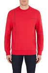 Armani Exchange Men's Sustainable, logo line detail, Round neck Pullover Sweater, Lipstick Red, XL