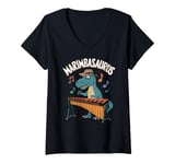 Womens Marimbasaurus Dinosaur Musician Vibraphonist Trex Marimba V-Neck T-Shirt