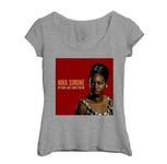 T-Shirt Femme Col Echancré Nina Simone My Baby Just Cares For Me Jazz Album Musique Rétro Poster