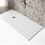 Receveur de douche 70x70cm extra plat madison en résine surface ardoisée blanc - Blanc