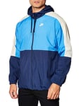 Nike M NSW JKT HD WVN CB Veste de Sport Homme, Midnight Navy/Pacific Blue/Light Bone/(White), FR : M (Taille Fabricant : M)