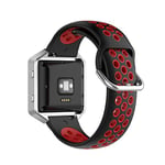 KOMI Watch Strap Replacement for Fitbit Versa 2 / Versa/Blaze, Women Mens Silicone Fitness Sports Band Smart Watch Accessories (black/red)