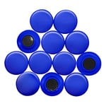 Large Blue Planning Office Magnets for Fridge, Whiteboard, Noticeboard, Filing Cabinet - 40mm dia x 8mm high - Pack of 12