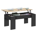 Idmarket - Table basse plateau relevable rectangulaire tara bois noir et imitation hêtre