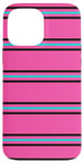 Coque pour iPhone 13 Pro Max Rose Bleu Noir Rayé Girly Esthétique Preppy Stripe