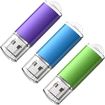 Clé USB 16 Go Lot 3 Clé USB Grande Capacité Clé USB 2.0 Porte-Clé Disque de Stockage Memory Stick pour Windows, PC, Ipad, Enregistreur, Linux