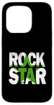 Coque pour iPhone 15 Pro Graphisme vert vieilli Green Rock Star