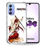 Cokitec Coque Renforcée en Verre Trempé pour Samsung Galaxy A34 5G Manga Fairy Tail Erza