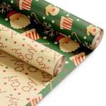 Kraft & Co Lot de 2 rouleaux de papier cadeau de Noël – Papier kraft recyclable au design festif, parfait pour les cadeaux de vacances, les loisirs créatifs (44,5 cm x 25 m) (Père Noël)