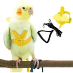 Adjustable Bird Harness With 80 Inch Leash, Outdoor Flying Kit Training Rope For Birds Parrots Cockatiel Yellow M